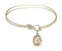 5 3/4 inch Oval Eye Hook Bangle Bracelet with a St. Frances of Rome charm.
