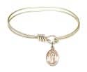 5 3/4 inch Oval Eye Hook Bangle Bracelet with a St. Seraphina charm.