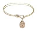 5 3/4 inch Oval Eye Hook Bangle Bracelet with a St. Damien of Molokai charm.
