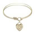 6 1/4 inch Round Eye Hook Bangle Bracelet with a Guardian Angel Heart charm.