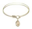 6 1/4 inch Round Eye Hook Bangle Bracelet with a St. John Bosco charm.