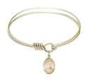 6 1/4 inch Round Eye Hook Bangle Bracelet with a St. Raphael the Archangel charm.