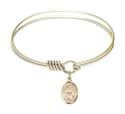 6 1/4 inch Round Eye Hook Bangle Bracelet with a St. Julie Billiart charm.