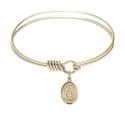 6 1/4 inch Round Eye Hook Bangle Bracelet with a St. Sophia charm.