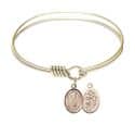 6 1/4 inch Round Eye Hook Bangle Bracelet with a St. Sebastian/Golf charm.