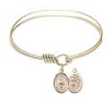 6 1/4 inch Round Eye Hook Bangle Bracelet with a St. Sebastian/Dance charm.