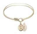 6 1/4 inch Round Eye Hook Bangle Bracelet with a St. Rita / Baseball charm.