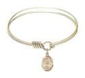 6 1/4 inch Round Eye Hook Bangle Bracelet with a St. Anastasia charm.
