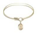 6 1/4 inch Round Eye Hook Bangle Bracelet with a St. Rachel charm.