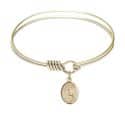 6 1/4 inch Round Eye Hook Bangle Bracelet with a St. Regina charm.