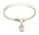 6 1/4 inch Round Eye Hook Bangle Bracelet with a St. Seraphina charm.