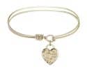 6 1/4 inch Oval Eye Hook Bangle Bracelet with a Guardian Angel Heart charm.