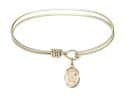 6 1/4 inch Oval Eye Hook Bangle Bracelet with a St. Raymond Nonnatus charm.
