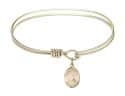 6 1/4 inch Oval Eye Hook Bangle Bracelet with a St. Raphael the Archangel charm.