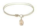 6 1/4 inch Oval Eye Hook Bangle Bracelet with a St. William of Rochester charm.