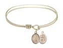 6 1/4 inch Oval Eye Hook Bangle Bracelet with a St. Sebastian/Golf charm.