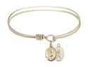 6 1/4 inch Oval Eye Hook Bangle Bracelet with a St. Rita / Baseball charm.