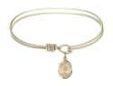 6 1/4 inch Oval Eye Hook Bangle Bracelet with a St. Anastasia charm.