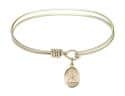 6 1/4 inch Oval Eye Hook Bangle Bracelet with a St. Rachel charm.