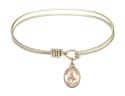 6 1/4 inch Oval Eye Hook Bangle Bracelet with a St. Remigius of Reims charm.