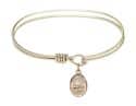 6 1/4 inch Oval Eye Hook Bangle Bracelet with a St. Rosalia charm.
