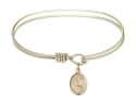 6 1/4 inch Oval Eye Hook Bangle Bracelet with a St. Regina charm.