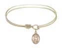 6 1/4 inch Oval Eye Hook Bangle Bracelet with a St. Regis charm.