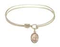 6 1/4 inch Oval Eye Hook Bangle Bracelet with a St. Raymond of Penafort charm.