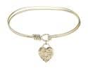 7 inch Oval Eye Hook Bangle Bracelet with a Guardian Angel Heart charm.