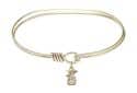 7 inch Oval Eye Hook Bangle Bracelet with a Littlest Angel charm.