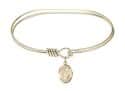 7 inch Oval Eye Hook Bangle Bracelet with a St. Clare of Assisi charm.