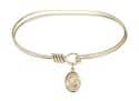 7 inch Oval Eye Hook Bangle Bracelet with a St. John Bosco charm.