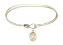 7 inch Oval Eye Hook Bangle Bracelet with a St. Richard charm.