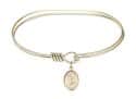 7 inch Oval Eye Hook Bangle Bracelet with a St. Rita of Cascia charm.