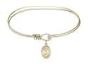 7 inch Oval Eye Hook Bangle Bracelet with a St. Rose of Lima charm.