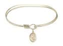 7 inch Oval Eye Hook Bangle Bracelet with a St. Scholastica charm.