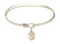 7 inch Oval Eye Hook Bangle Bracelet with a St. Sebastian charm.