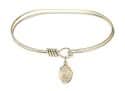 7 inch Oval Eye Hook Bangle Bracelet with a St. William of Rochester charm.
