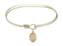 7 inch Oval Eye Hook Bangle Bracelet with a St. Sophia charm.