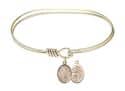 7 inch Oval Eye Hook Bangle Bracelet with a St. Sebastian/Golf charm.