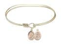 7 inch Oval Eye Hook Bangle Bracelet with a St. Sebastian/Soccer charm.