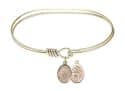 7 inch Oval Eye Hook Bangle Bracelet with a St. Sebastian/Ice Hockey charm.