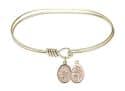 7 inch Oval Eye Hook Bangle Bracelet with a St. Sebastian/Tennis charm.