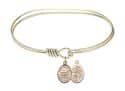 7 inch Oval Eye Hook Bangle Bracelet with a St. Sebastian/Swimming charm.
