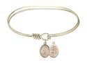 7 inch Oval Eye Hook Bangle Bracelet with a St. Sebastian/Lacrosse charm.