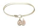 7 inch Oval Eye Hook Bangle Bracelet with a St. Sebastian/Surfing charm.