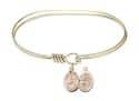 7 inch Oval Eye Hook Bangle Bracelet with a St. Sebastian/Track & Field charm.