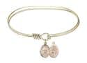 7 inch Oval Eye Hook Bangle Bracelet with a St. Sebastian/Field Hockey charm.