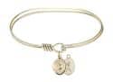 7 inch Oval Eye Hook Bangle Bracelet with a St. Rita / Baseball charm.