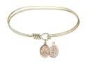 7 inch Oval Eye Hook Bangle Bracelet with a St. Sebastian/Softball charm.